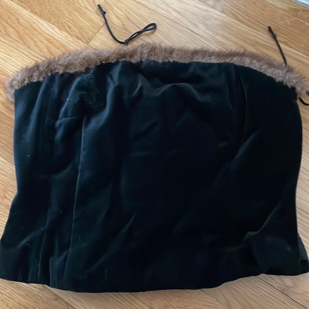 Sara Jane fur and velvet bustier.